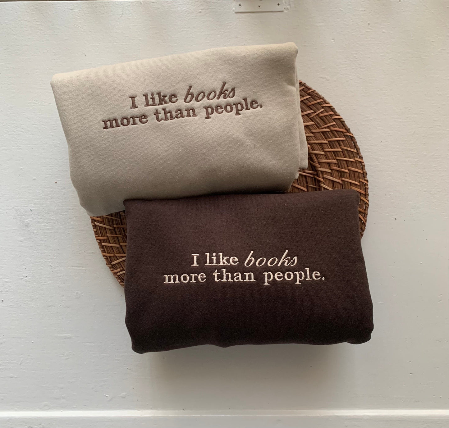 Custom Embroidered Book Lover Sweatshirt – "I Like Books More Than People" – Cozy Gift for Readers, Introverts & Bibliophiles