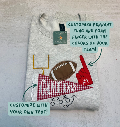 Custom Team Spirit Sweatshirt - Personalized Appliqué Football Crewneck | Choose Team Name & Colors | Game Day Tailgate Outfit