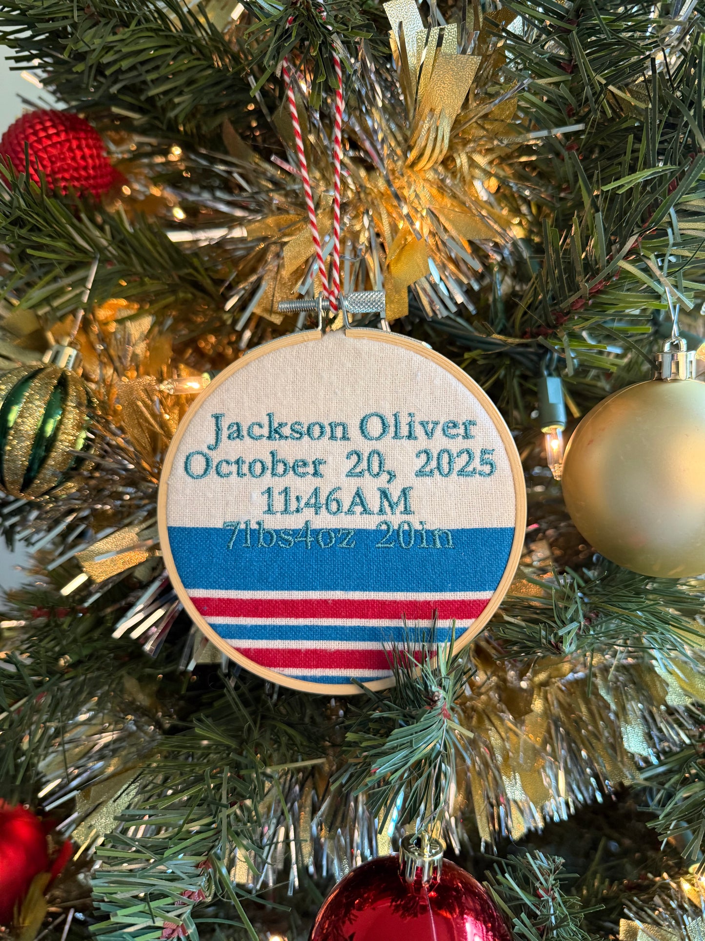 Baby Blanket Keepsake Christmas Ornament – Personalized Baby’s First Christmas Ornament Embroidery