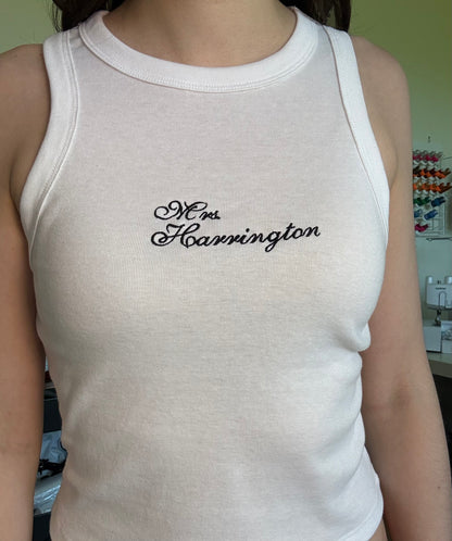 Custom Embroidered Baby Tank, Personalized Name Tank Top, Bridal Party Apparel, Bachelorette Gift, Personality Tank Top