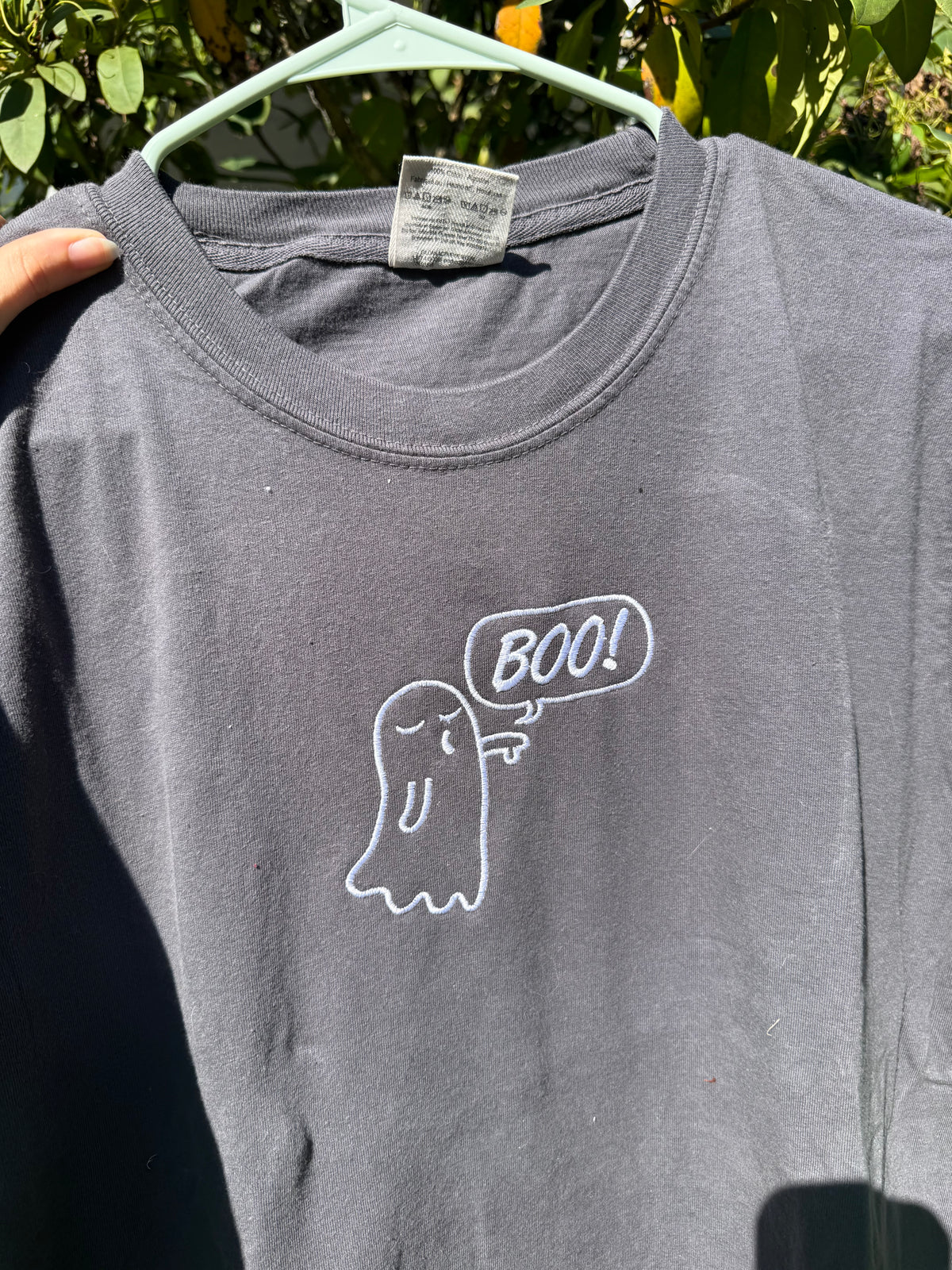 BOO Ghost Embroidered T-Shirt | Halloween Shirt | Cute Spooky Tee | Ghost Shirt | Embroidered Halloween Top | Fall Graphic Tee