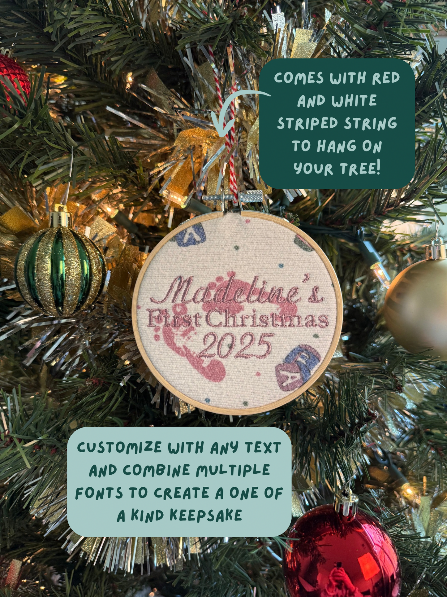 Baby Blanket Keepsake Christmas Ornament – Personalized Baby’s First Christmas Ornament Embroidery
