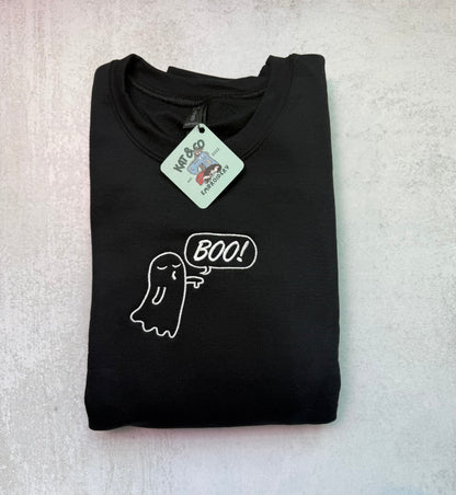 BOO Ghost Embroidered Sweatshirt | Halloween Sweatshirt | Cute Spooky Ghost Crewneck | Embroidered Fall Sweatshirt | Halloween Gift