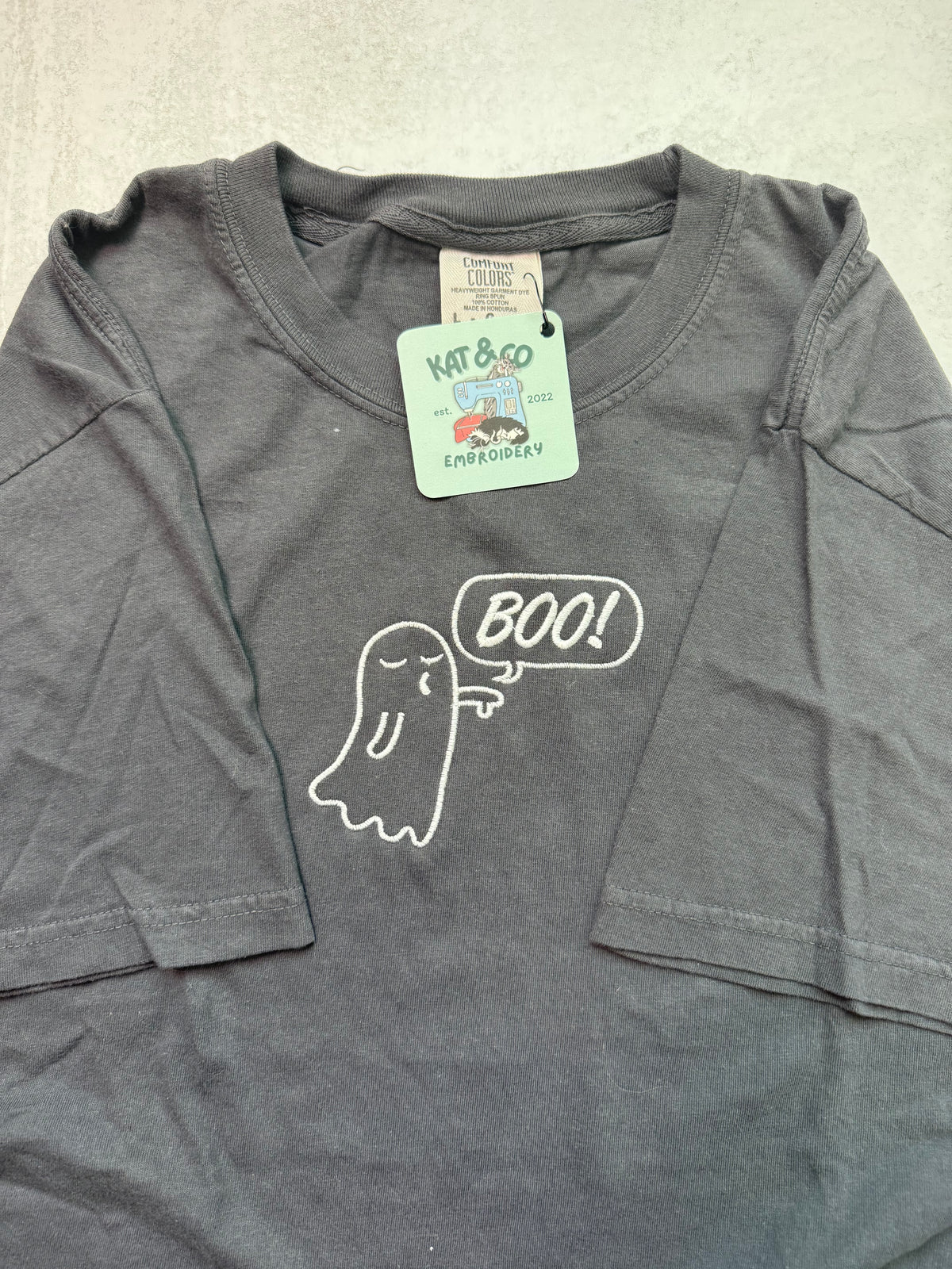BOO Ghost Embroidered T-Shirt | Halloween Shirt | Cute Spooky Tee | Ghost Shirt | Embroidered Halloween Top | Fall Graphic Tee