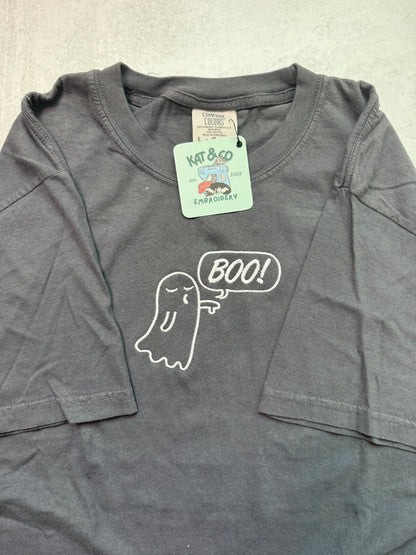 BOO Ghost Embroidered T-Shirt | Halloween Shirt | Cute Spooky Tee | Ghost Shirt | Embroidered Halloween Top | Fall Graphic Tee