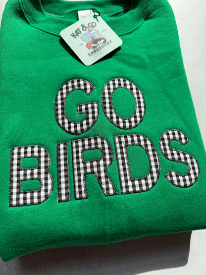 “GO BIRDS” Appliqué Sweatshirt