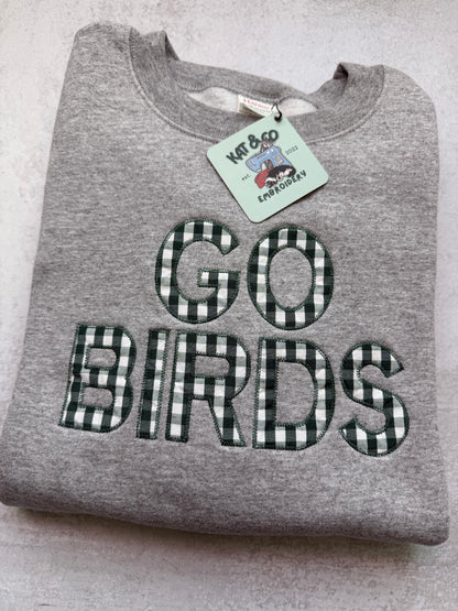 “GO BIRDS” Appliqué Sweatshirt