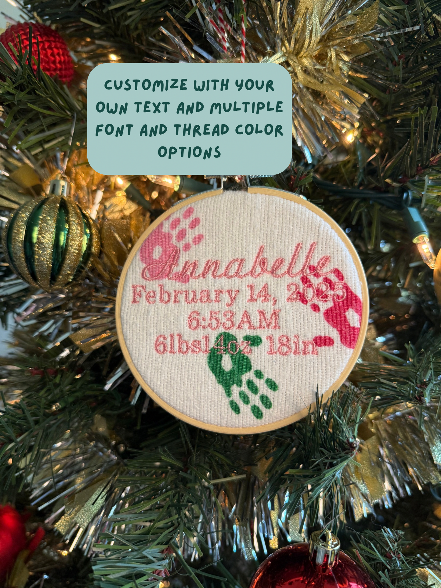 Baby Blanket Keepsake Christmas Ornament – Personalized Baby’s First Christmas Ornament Embroidery