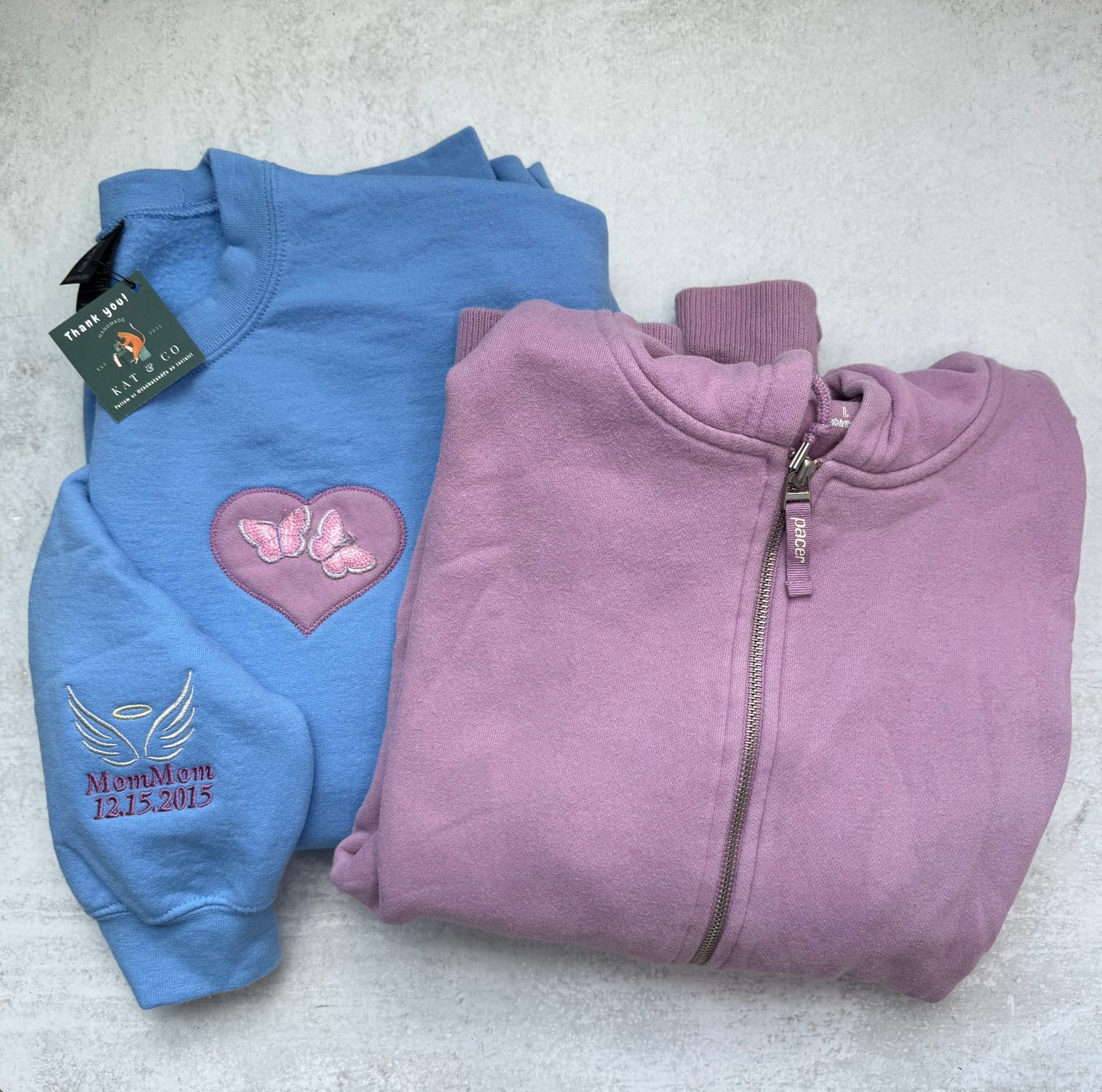 Custom Remembrance Sweatshirt with Heart Appliqué & Optional Sleeve, Name, and Date Embroidery | Memorial Keepsake Made from Loved One’s Clothing