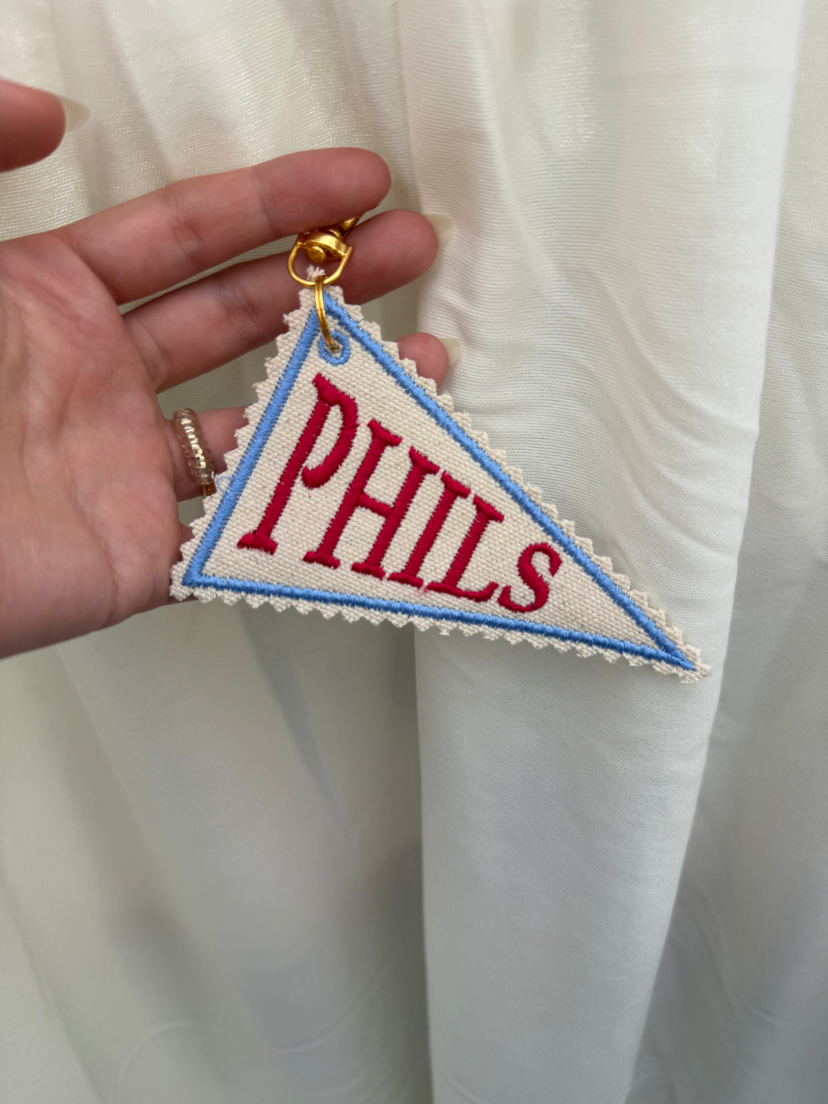 “Phils” Pennant Embroidered Keychain