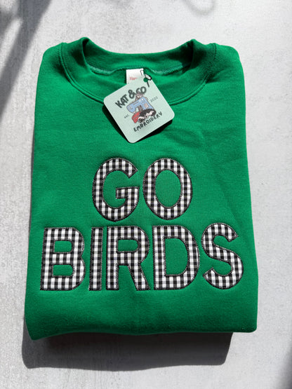 “GO BIRDS” Appliqué Sweatshirt