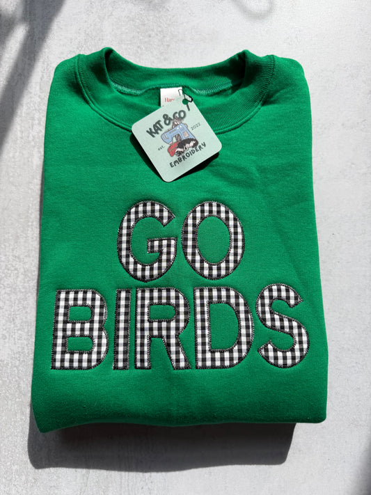 “GO BIRDS” Appliqué Sweatshirt