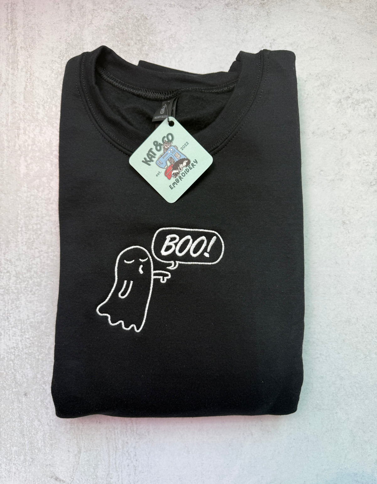 BOO Ghost Embroidered Sweatshirt | Halloween Sweatshirt | Cute Spooky Ghost Crewneck | Embroidered Fall Sweatshirt | Halloween Gift