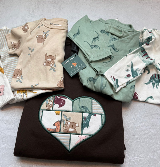 Quilted Heart Baby Blanket or Clothing Keepsake Sweatshirt