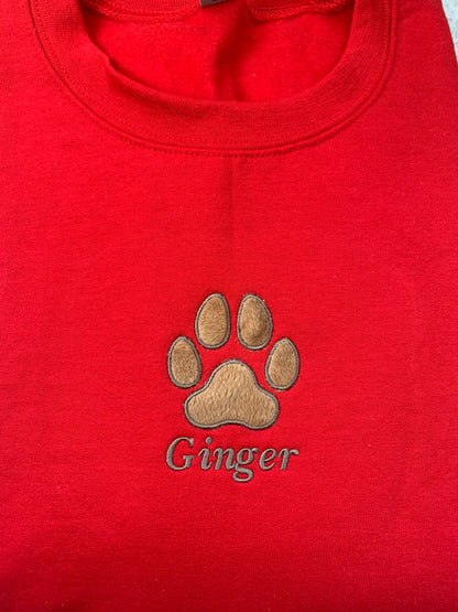 Custom Pet Keepsake Sweatshirt – Embroidered Paw Print from Your Pet’s Toy, Blanket or Bandana | Personalized Pet Memorial Gift