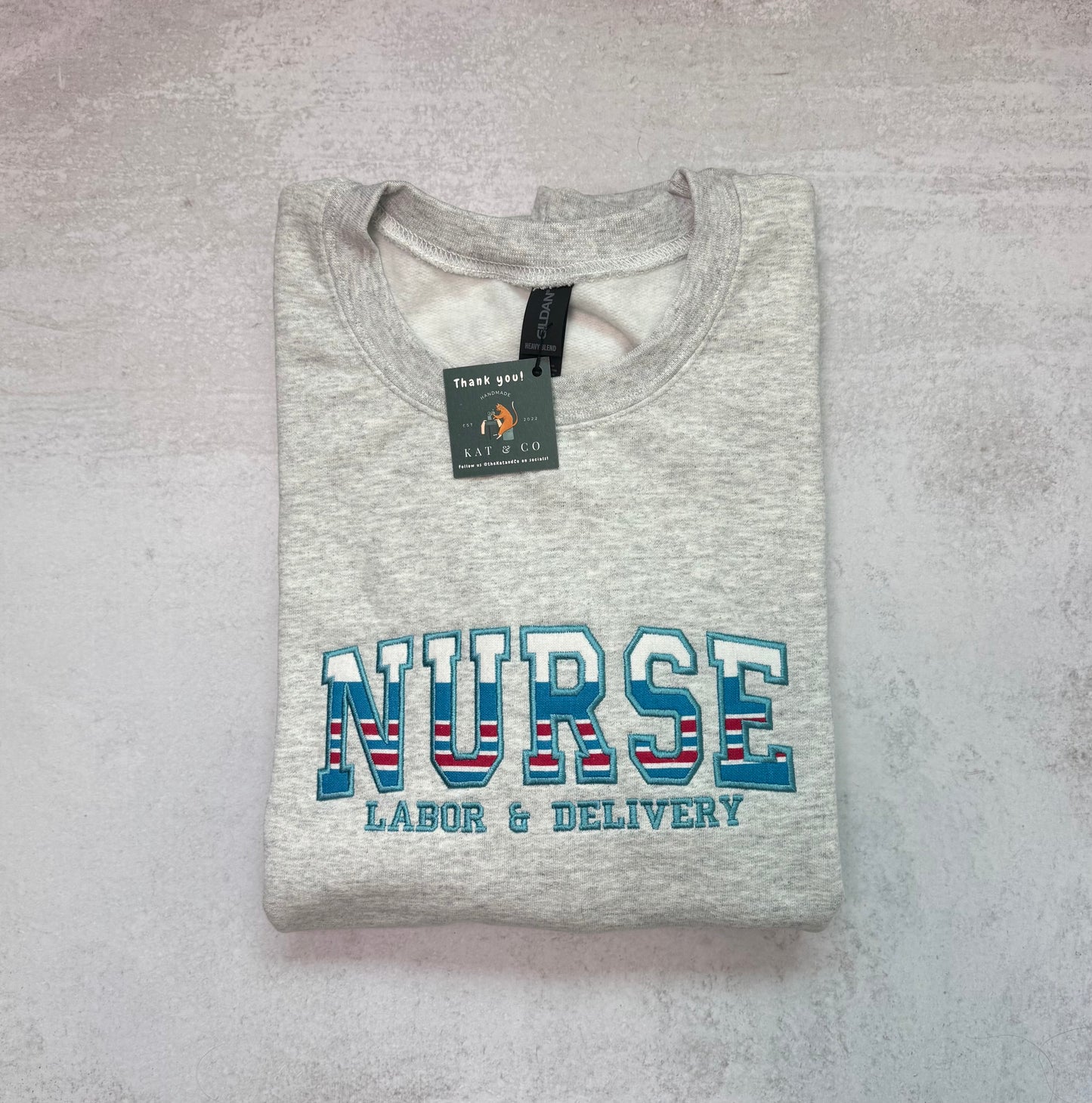 Custom Nurse Sweatshirt with Hospital Blanket Fabric – Personalized Labor & Delivery Gift