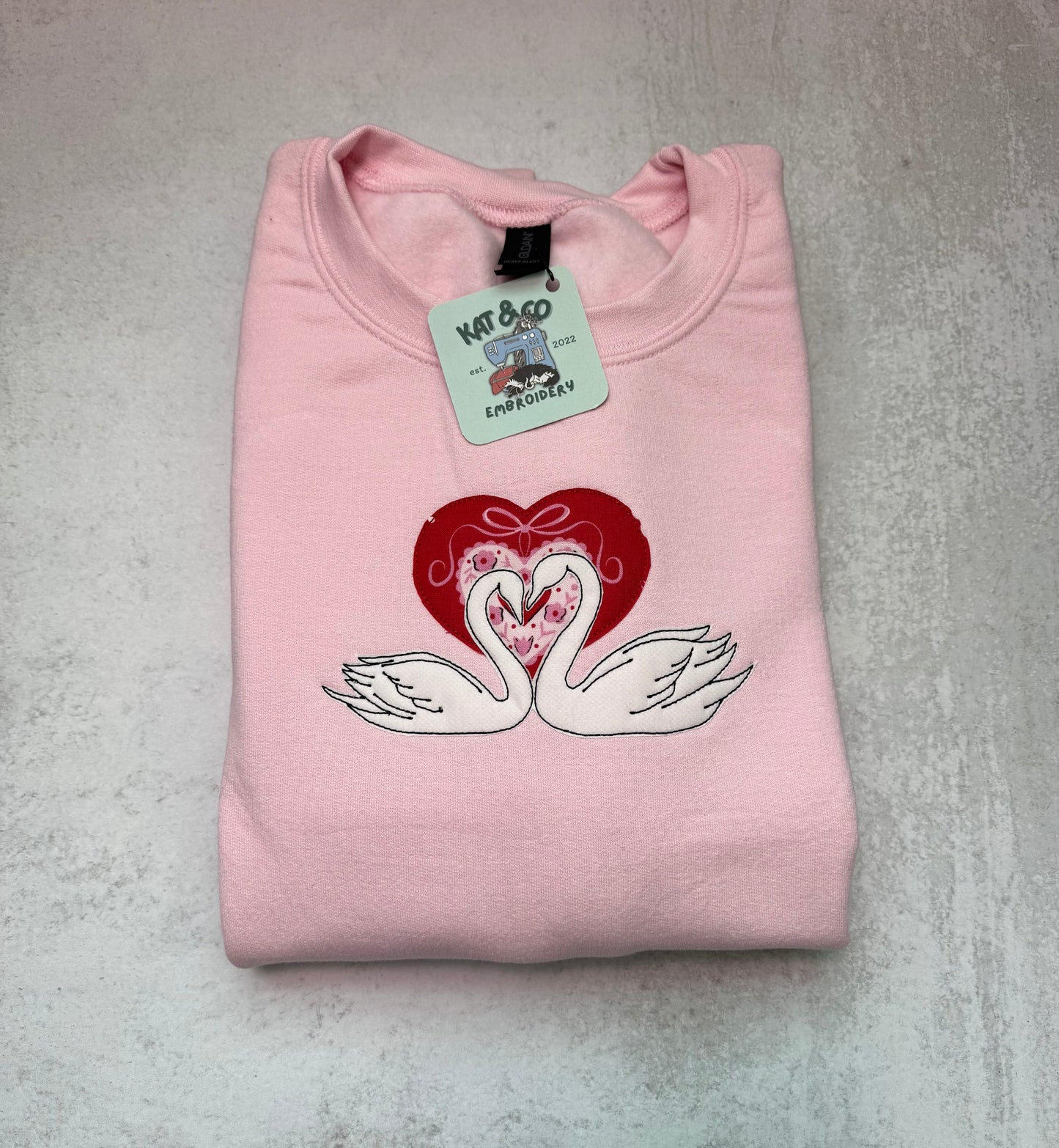 Swan Heart Appliqué Sweatshirt