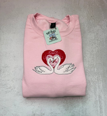 Swan Heart Appliqué Sweatshirt