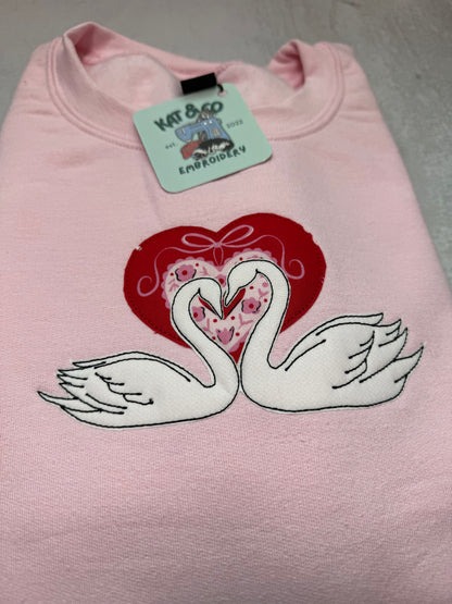 Swan Heart Appliqué Sweatshirt