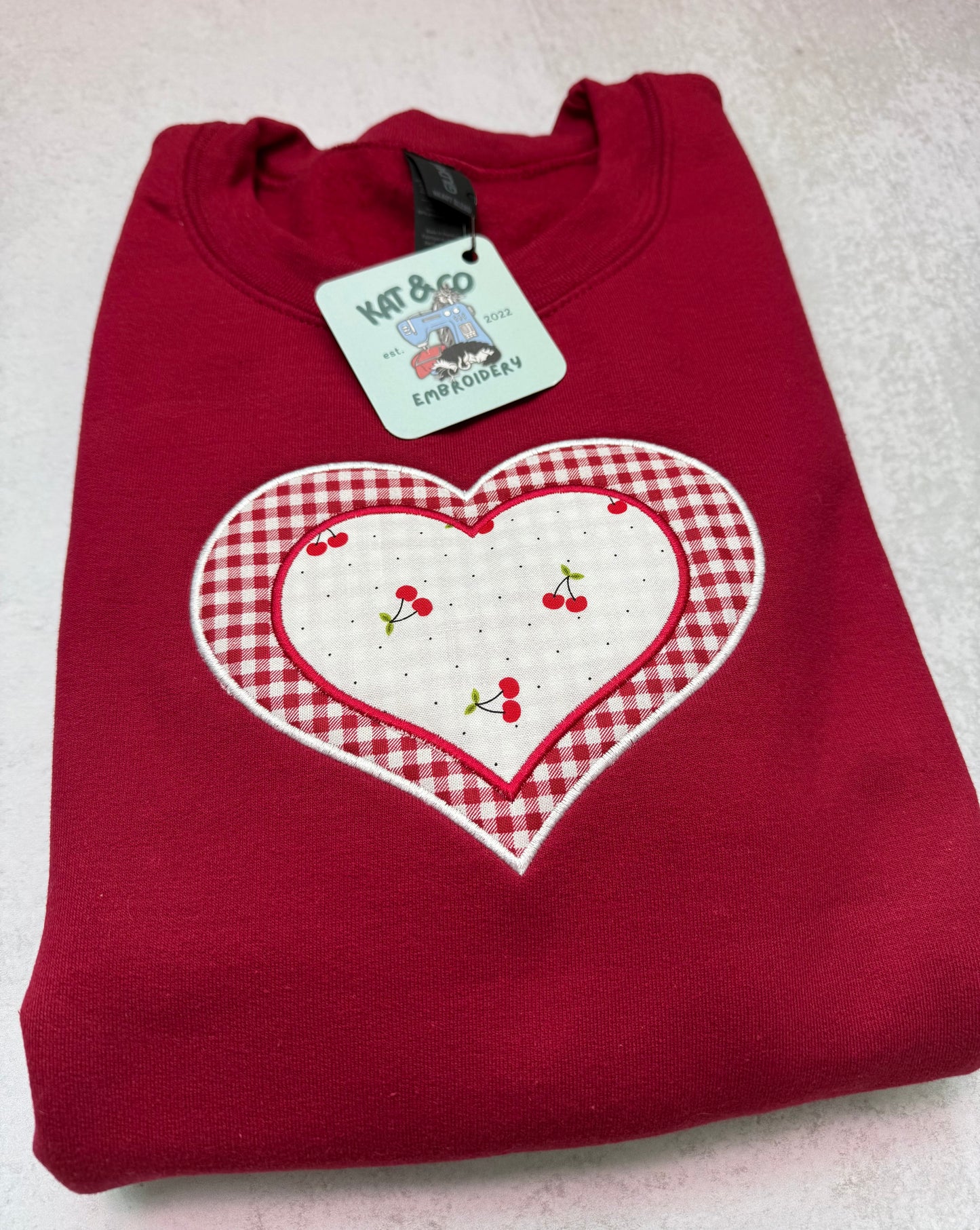 Cherry Heart Appliqué Sweatshirt