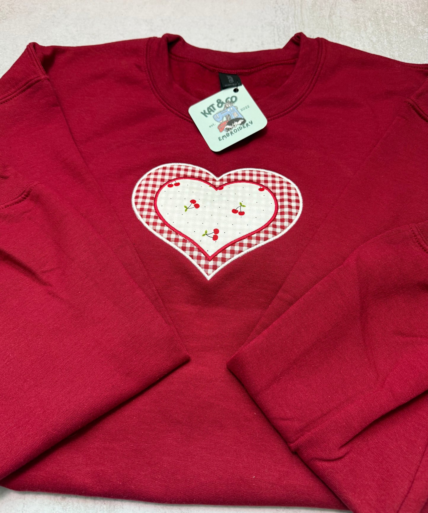 Cherry Heart Appliqué Sweatshirt