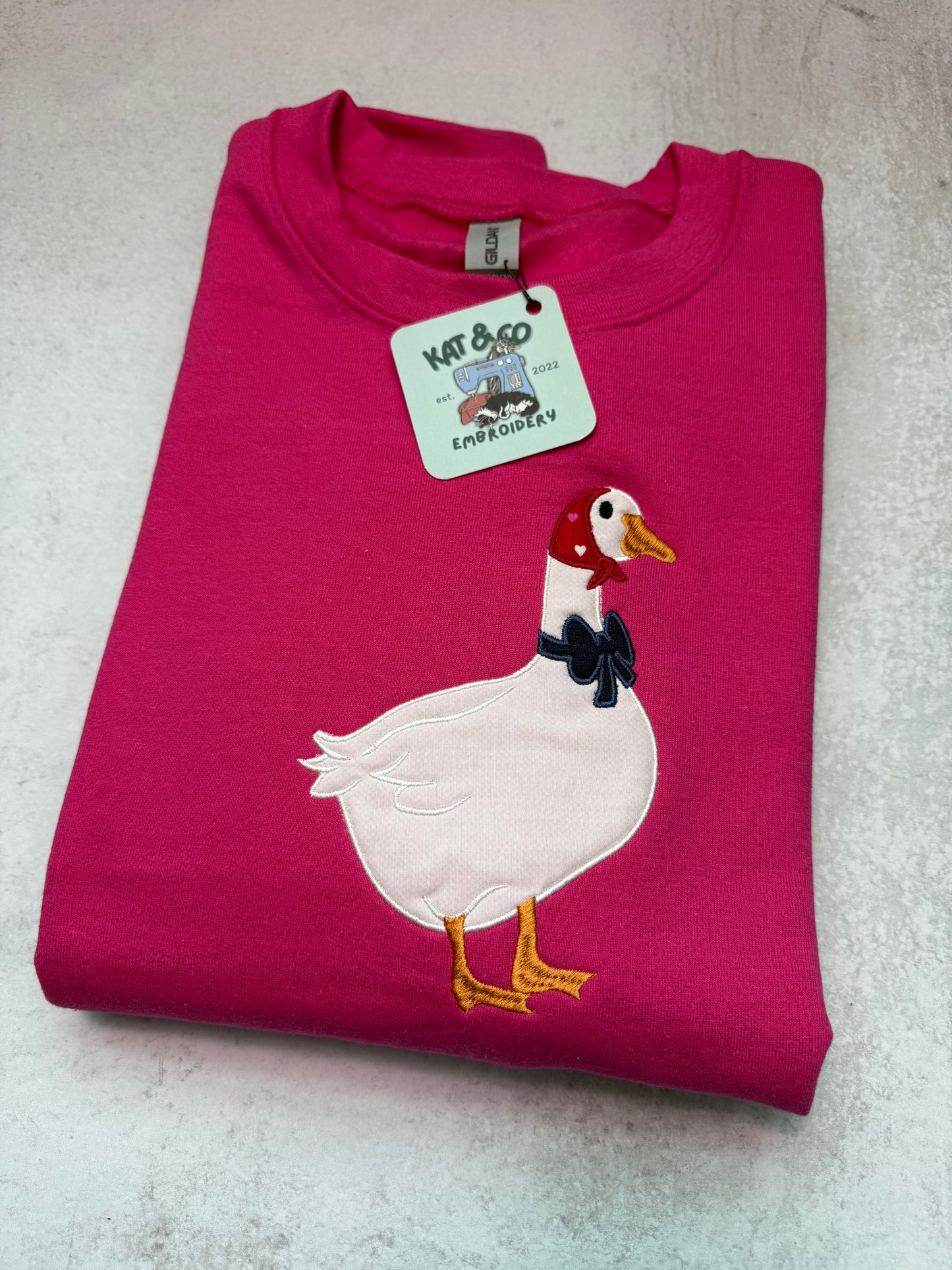 Valentine Goose Appliqué Sweatshirt