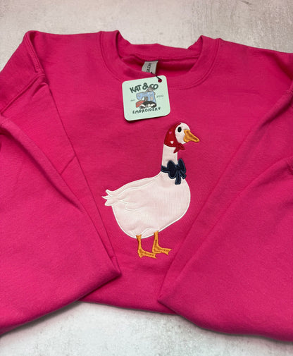 Valentine Goose Appliqué Sweatshirt