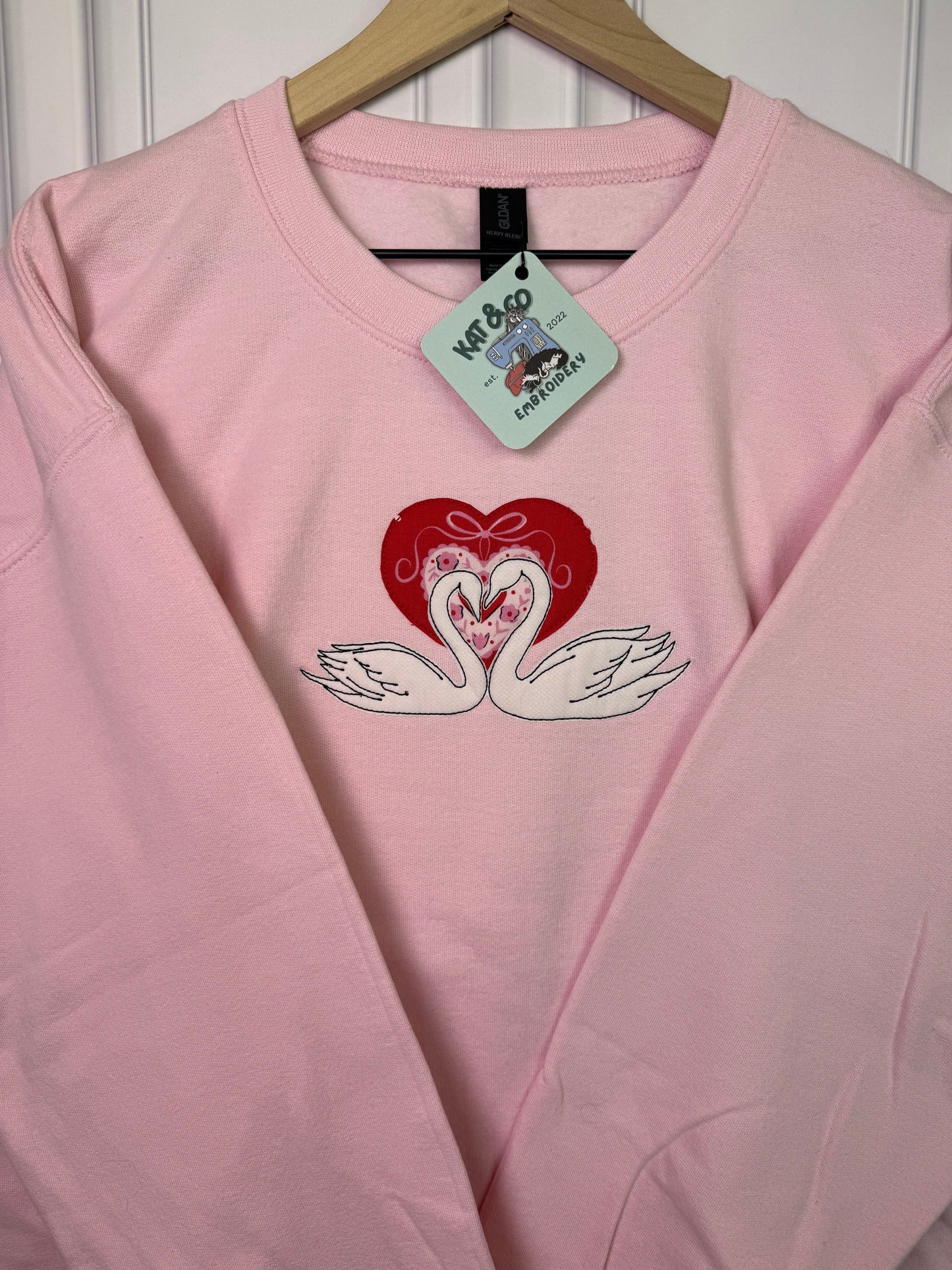 Swan Heart Appliqué Sweatshirt