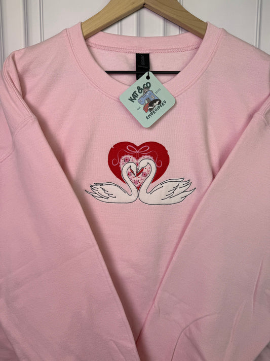 Swan Heart Appliqué Sweatshirt