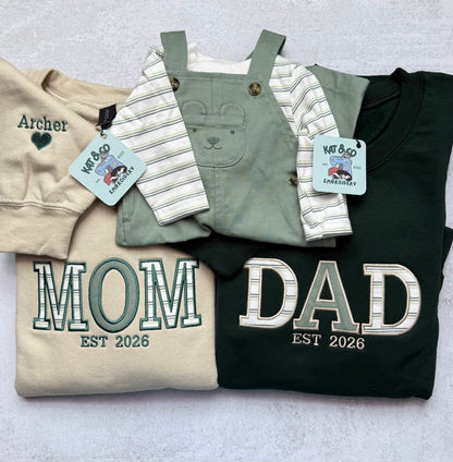 Personalized Hospital Baby Blanket Embroidered Sweatshirts | Mom Dad Family | Custom Name & EST Year | New Baby Gift