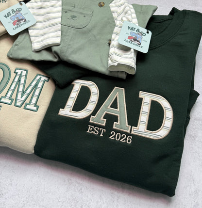 Personalized Hospital Baby Blanket Embroidered Sweatshirts | Mom Dad Family | Custom Name & EST Year | New Baby Gift