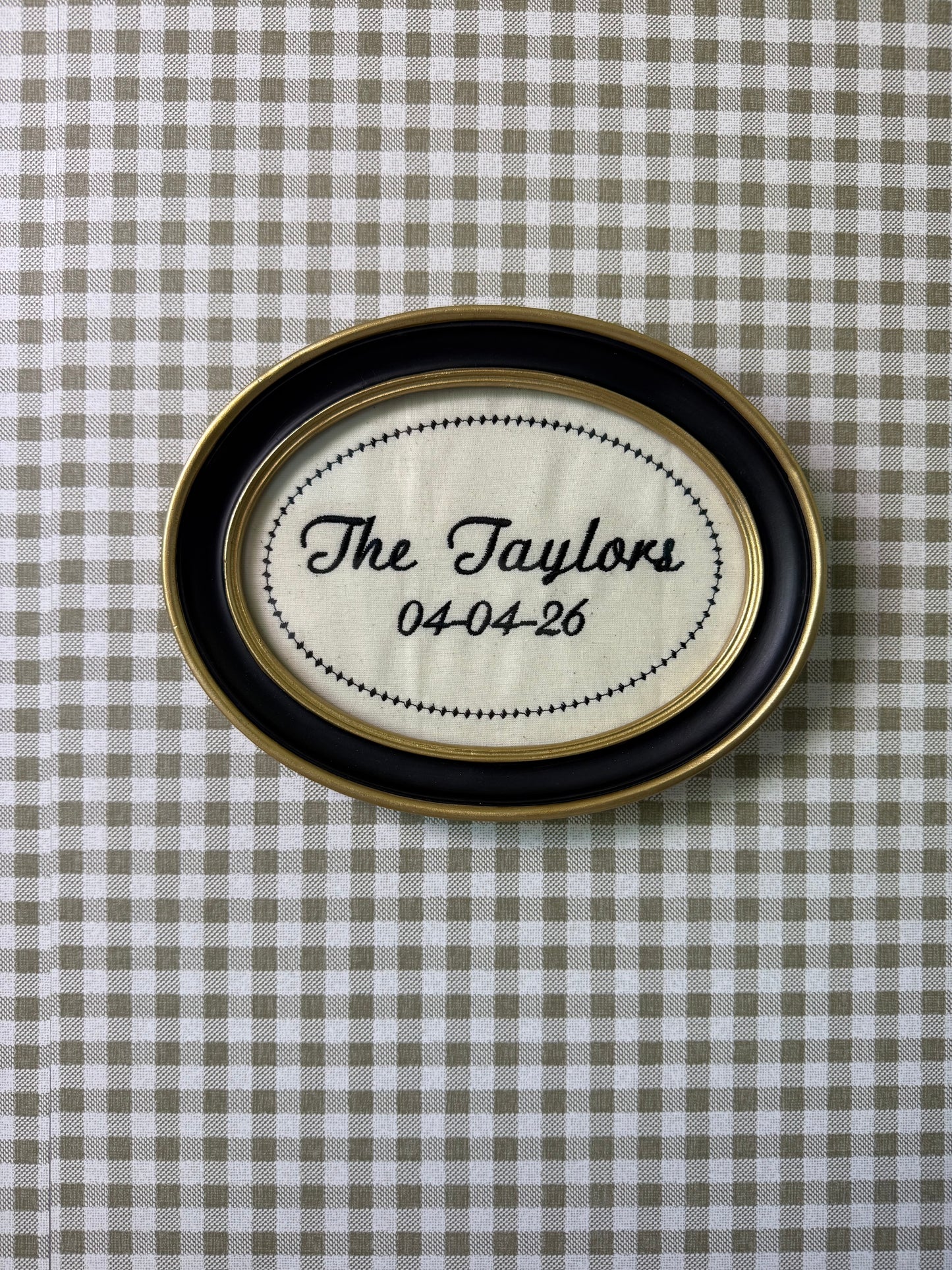 Personalized Embroidered Wedding Frame | Custom Last Name & Date Keepsake | Minimalist Wedding Gift | Fabric from Wedding Dress Option
