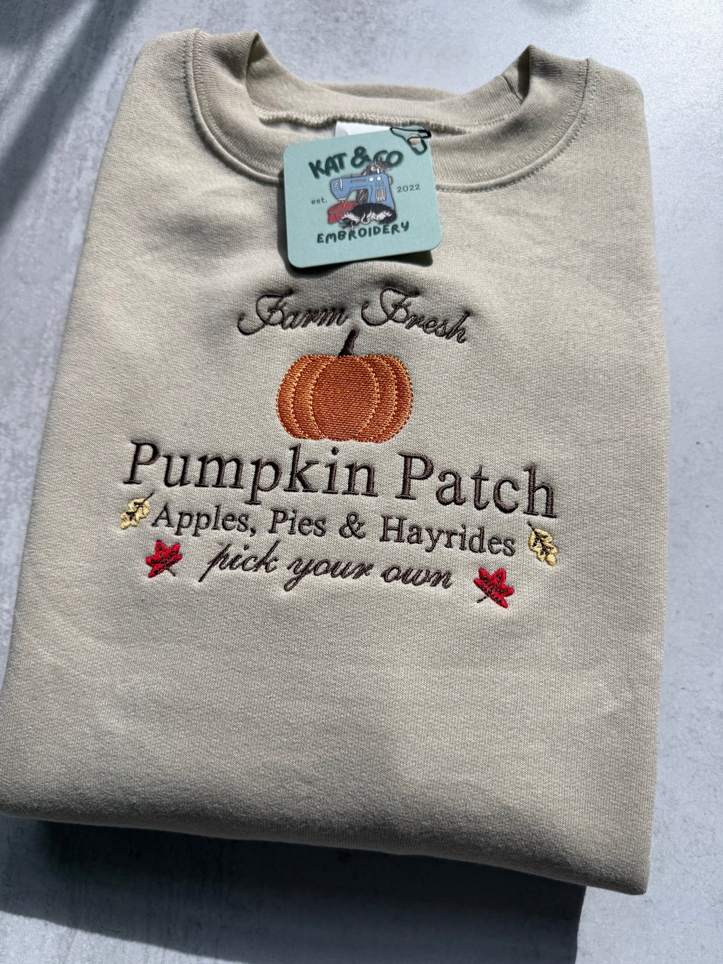 Pumpkin Patch Sweatshirt – Embroidered Fall Crewneck, Pumpkin Patch Shirt, Autumn Sweatshirt, Cute Fall Outfit, Cozy Pumpkin Top