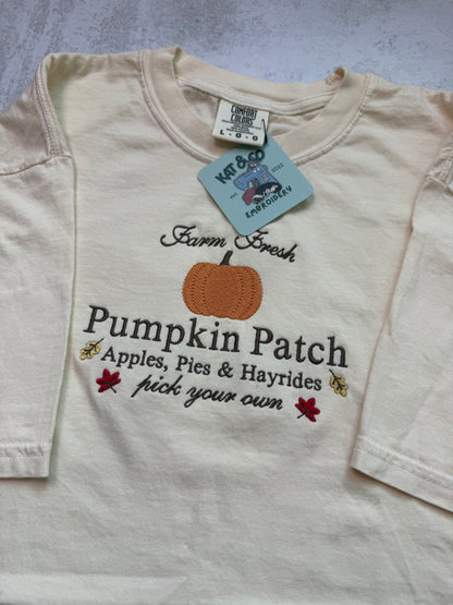 Pumpkin Patch T-shirt – Embroidered Fall Tee, Pumpkin Patch Shirt, Autumn T-shirt, Cute Fall Outfit, Cozy Pumpkin Top