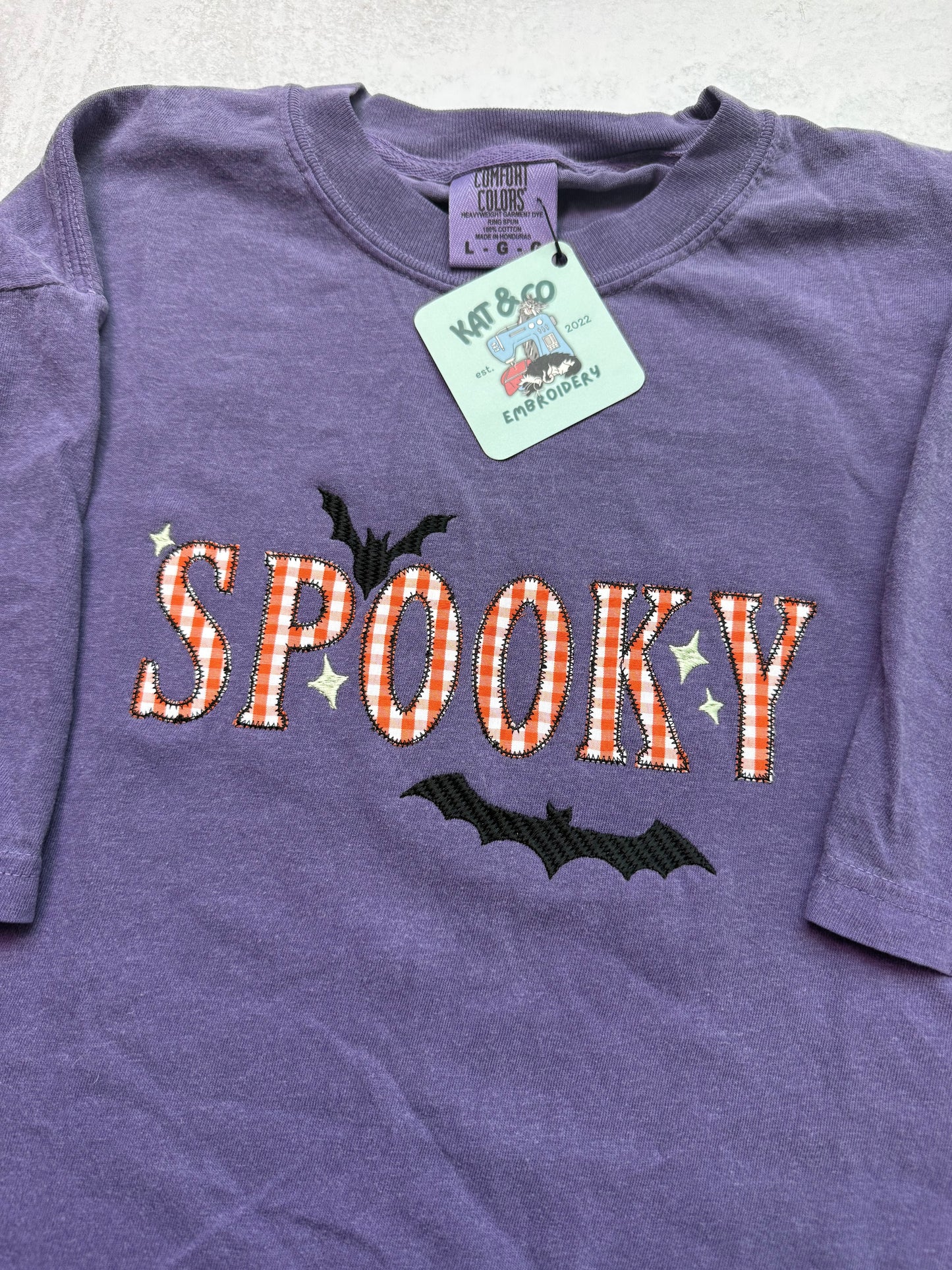 Spooky Halloween T Shirt, Embroidered Halloween Shirt, Cute Spooky Tee, Retro Halloween Shirt, Bat Shirt, Halloween Graphic Tee