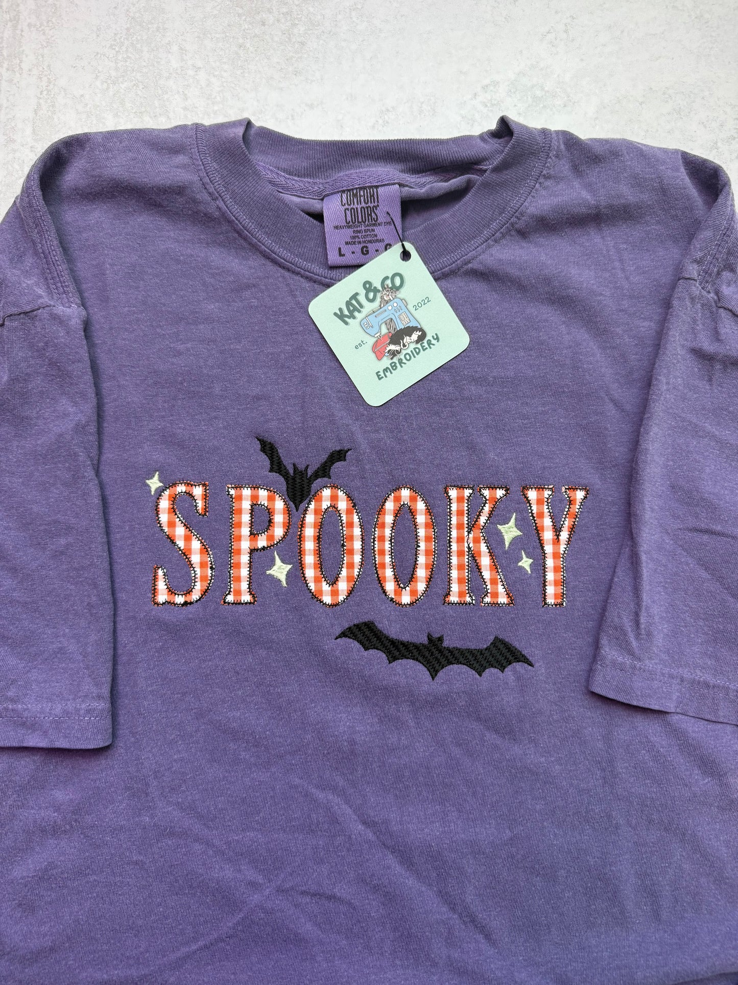 Spooky Halloween T Shirt, Embroidered Halloween Shirt, Cute Spooky Tee, Retro Halloween Shirt, Bat Shirt, Halloween Graphic Tee