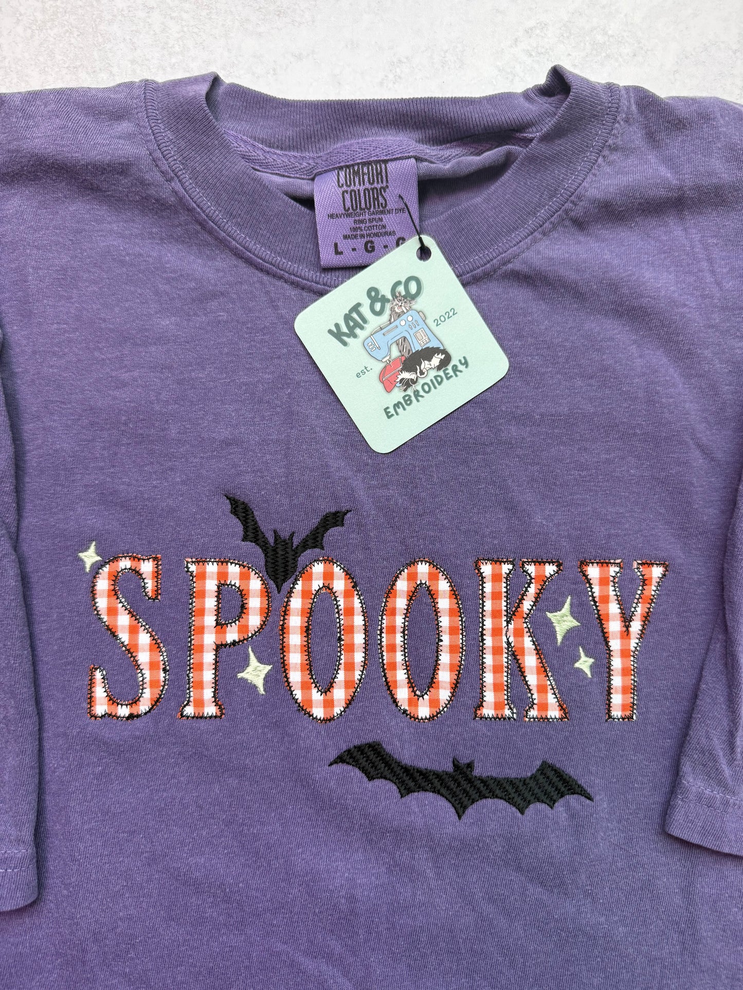 Spooky Halloween T Shirt, Embroidered Halloween Shirt, Cute Spooky Tee, Retro Halloween Shirt, Bat Shirt, Halloween Graphic Tee