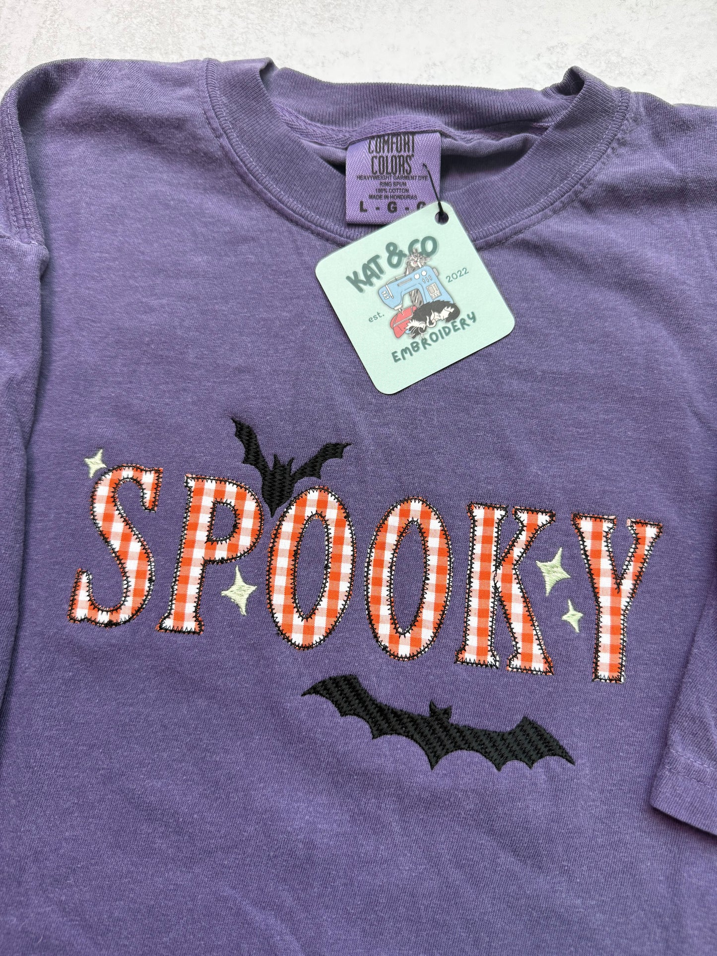 Spooky Halloween T Shirt, Embroidered Halloween Shirt, Cute Spooky Tee, Retro Halloween Shirt, Bat Shirt, Halloween Graphic Tee