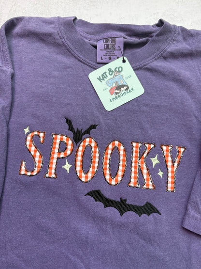Spooky Halloween T Shirt, Embroidered Halloween Shirt, Cute Spooky Tee, Retro Halloween Shirt, Bat Shirt, Halloween Graphic Tee