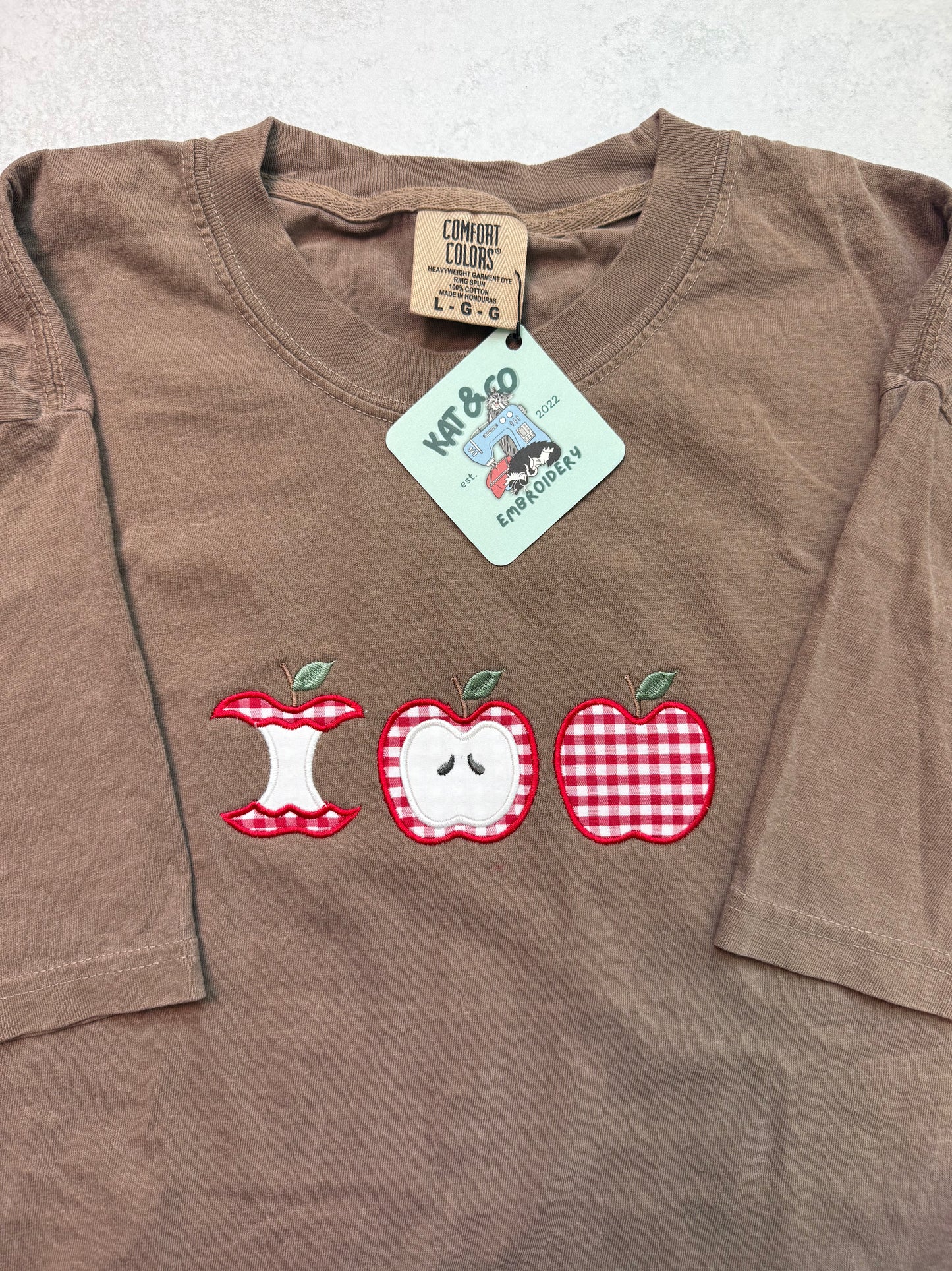 Apple Gingham T-shirt – Fall Apple Appliqué Tee, Apple Picking T-shirt, Cute Autumn Shirt, Country Fall Outfit