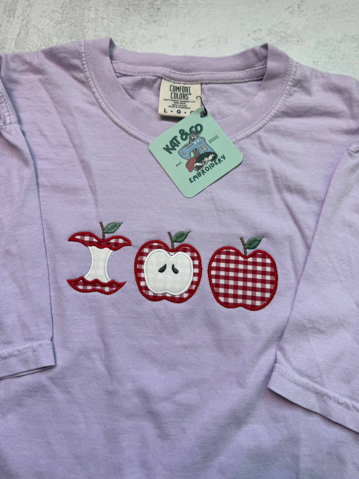 Apple Gingham T-shirt – Fall Apple Appliqué Tee, Apple Picking T-shirt, Cute Autumn Shirt, Country Fall Outfit
