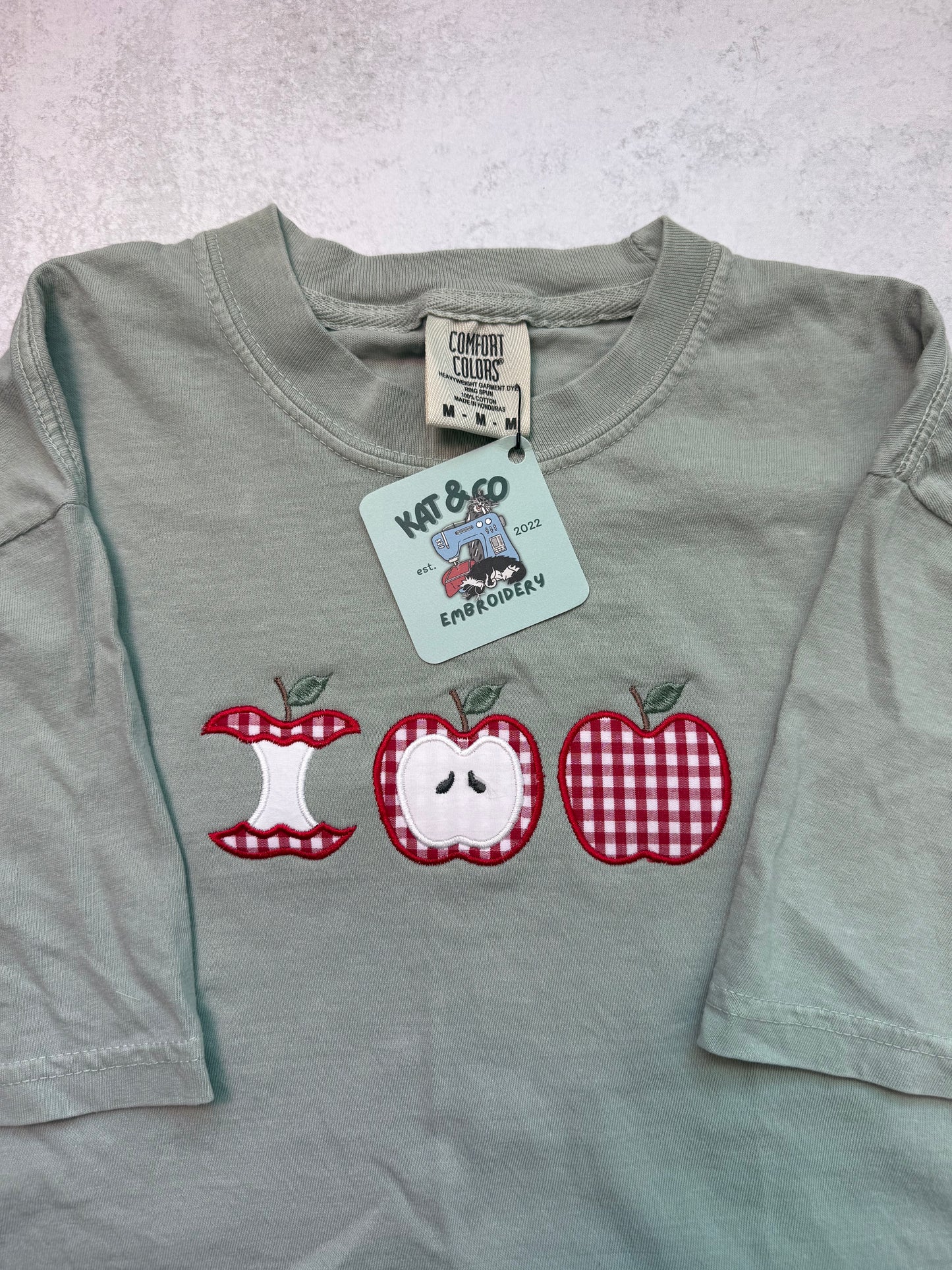 Apple Gingham T-shirt – Fall Apple Appliqué Tee, Apple Picking T-shirt, Cute Autumn Shirt, Country Fall Outfit