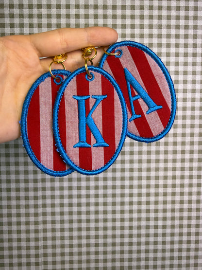Personalized Monogram Keychain, Custom Embroidered Bag Tag, Fabric Key Fob, Initial Keychain, Preppy Bag Charm, Luggage Tag