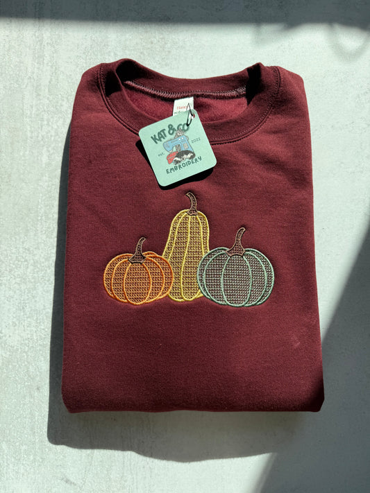 Cross Stitch Pumpkin Sweatshirt | Embroidered Fall Sweatshirt | Pumpkin Crewneck | Cute Autumn Sweater | Halloween Pumpkin Shirt | Cozy Fall Gift
