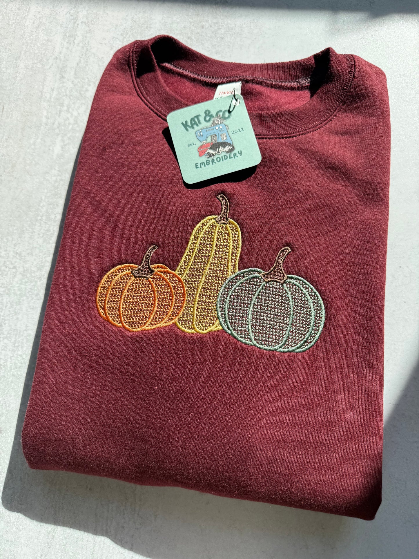 Cross Stitch Pumpkin Sweatshirt | Embroidered Fall Sweatshirt | Pumpkin Crewneck | Cute Autumn Sweater | Halloween Pumpkin Shirt | Cozy Fall Gift