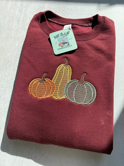 Cross Stitch Pumpkin Sweatshirt | Embroidered Fall Sweatshirt | Pumpkin Crewneck | Cute Autumn Sweater | Halloween Pumpkin Shirt | Cozy Fall Gift