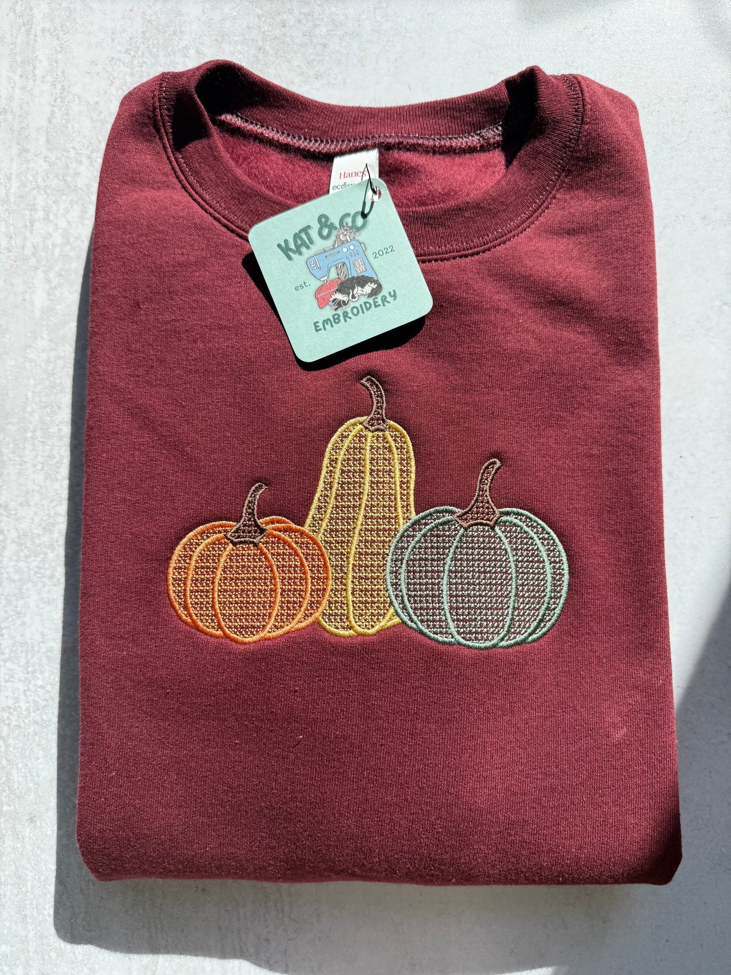 Cross Stitch Pumpkin Sweatshirt | Embroidered Fall Sweatshirt | Pumpkin Crewneck | Cute Autumn Sweater | Halloween Pumpkin Shirt | Cozy Fall Gift