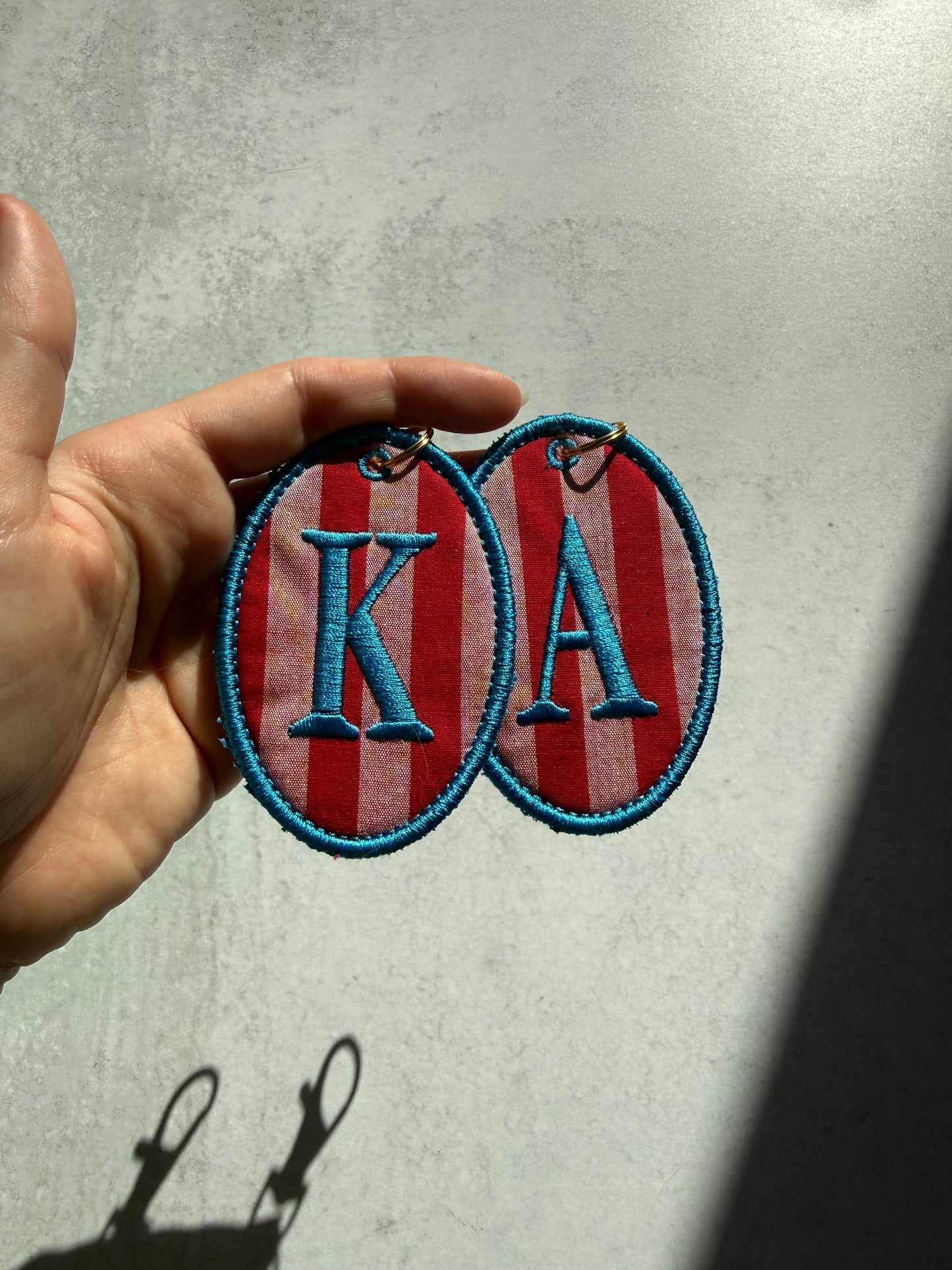 Personalized Monogram Keychain, Custom Embroidered Bag Tag, Fabric Key Fob, Initial Keychain, Preppy Bag Charm, Luggage Tag