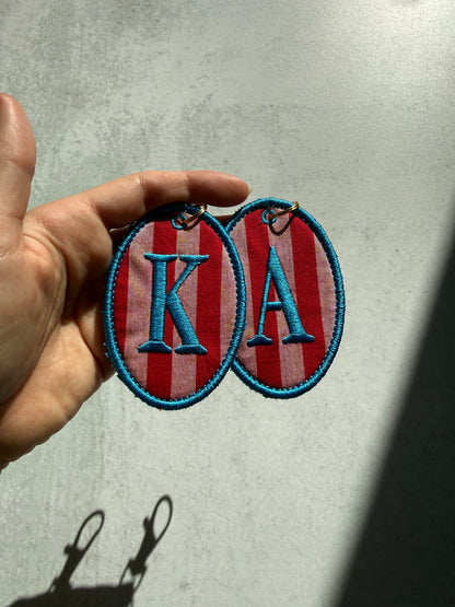 Personalized Monogram Keychain, Custom Embroidered Bag Tag, Fabric Key Fob, Initial Keychain, Preppy Bag Charm, Luggage Tag