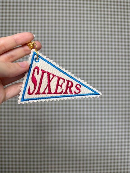 Sixers Keychain, Philadelphia Basketball Pennant Keychain, 76ers Bag Charm, Philly Sports Keychain, Basketball Fan Gift, Sixers Gift
